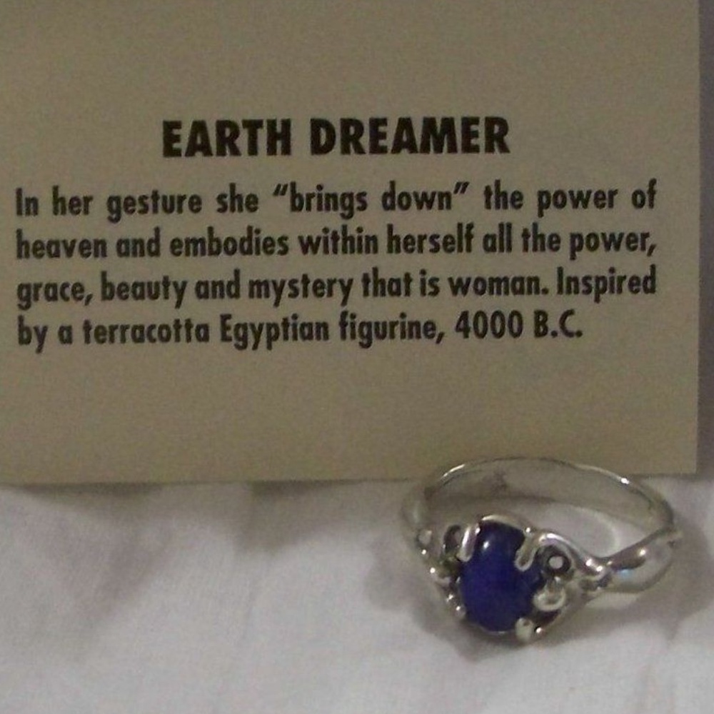 GODDESS Ring .925 Sterling Silver w/ Lapis Lazuli - Picture 5 of 11